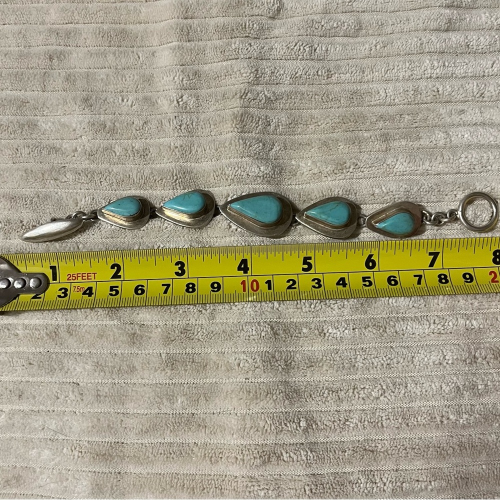 Solid Sterling Silver And Turquoise Bracelet - image 2